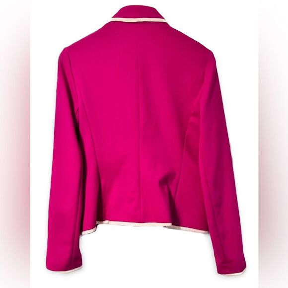 GAP The Academy Fuschia Blazer with White Trim Tailored Pink Suit Jacket Size 8 - Picture 3 of 5